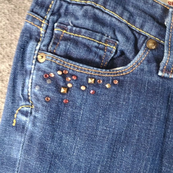 Express X2 Jeans Women 2 Ultra Low Rise Skinny Leg W01 Medium Wash Jewel Accents - Picture 3 of 15
